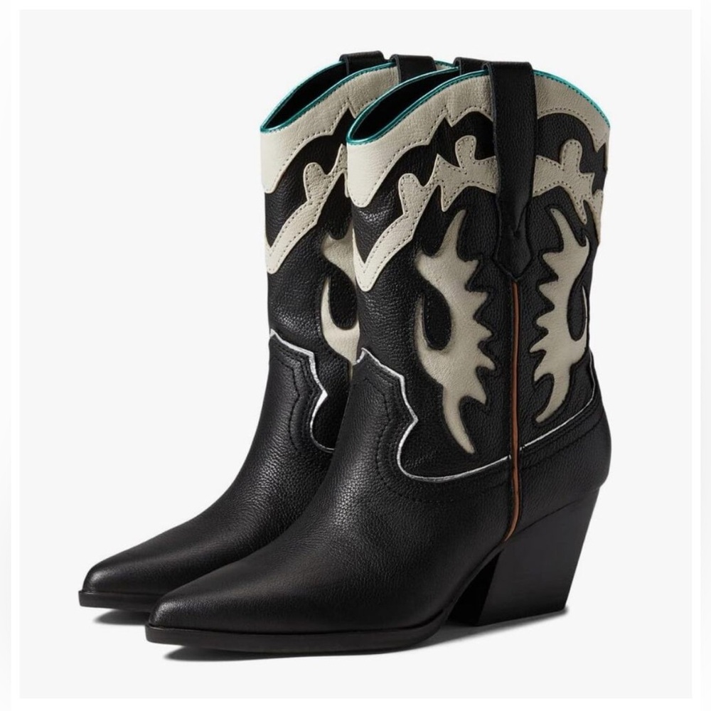 New Dolce Vita Women Western Landen Fashion Black Leather Boot Size 10